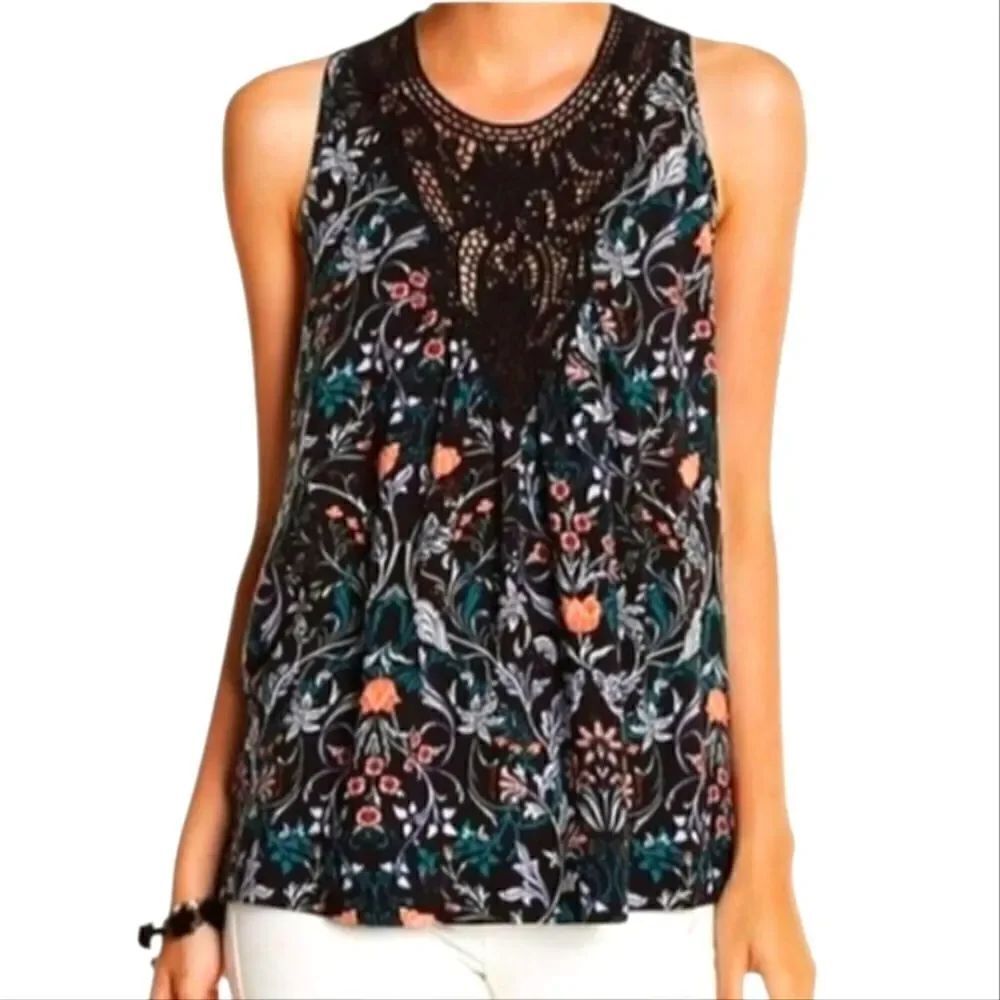 EC MELROSE & MARKET LACE YOKE WOVEN TANK SZ.L